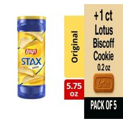 Lays Stax Original Snacks Stacks Crisps Potato Chips 5.75 oz - Pack of 5 & Lotus Biscoff Cookie - 0.2 Oz - 1 ct