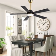 Cusp Barn 52 Modern Indoor Ceiling Fan with LED Lights and Remote Control, DC Motor 6 Speeds, Gold Finish, Reversible Blades