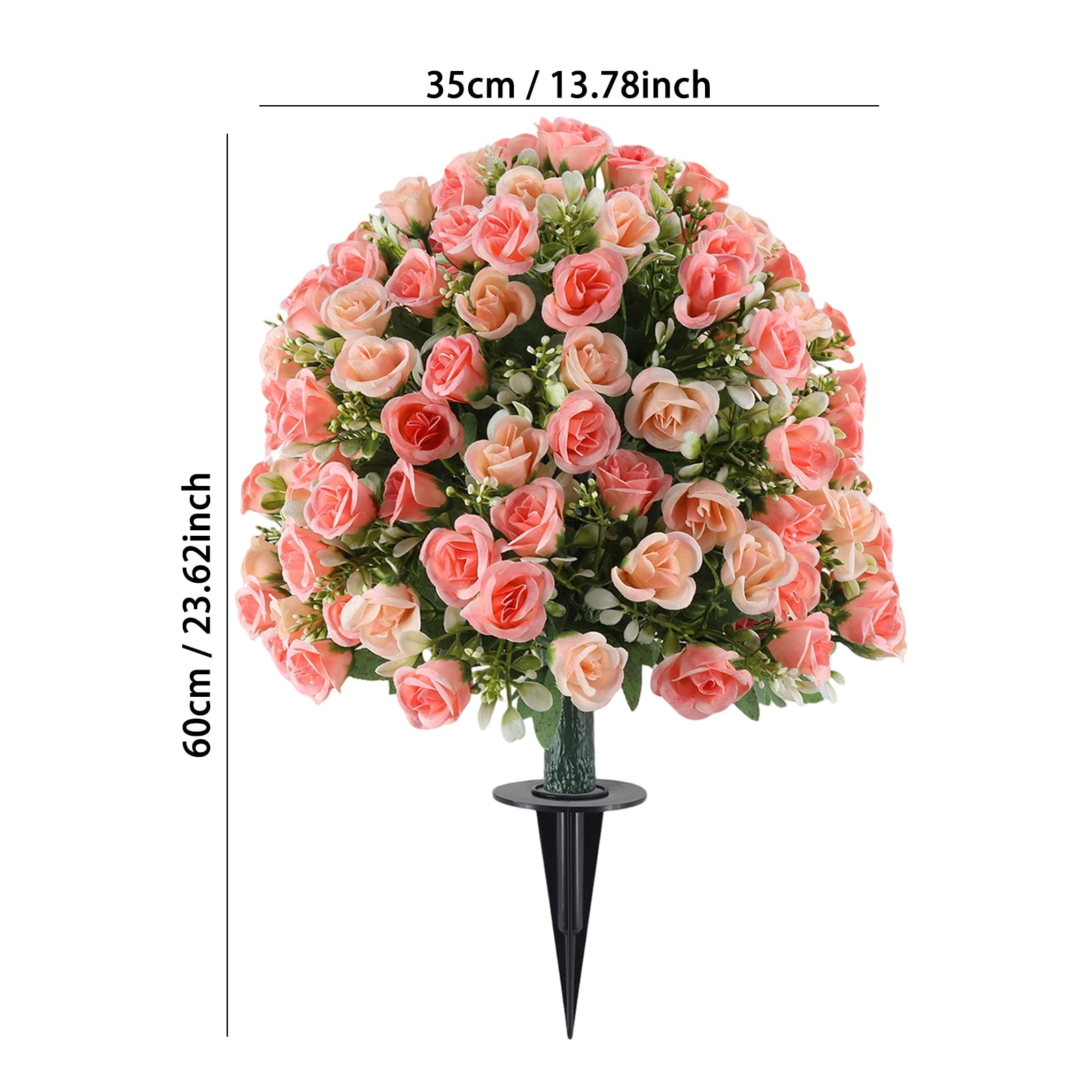 Faux Greenery Shrubs Artificial Rose Topiary Ball Bush Fake Plants Artificial Flower Shrubs for Patio Outdoor Pots Orange