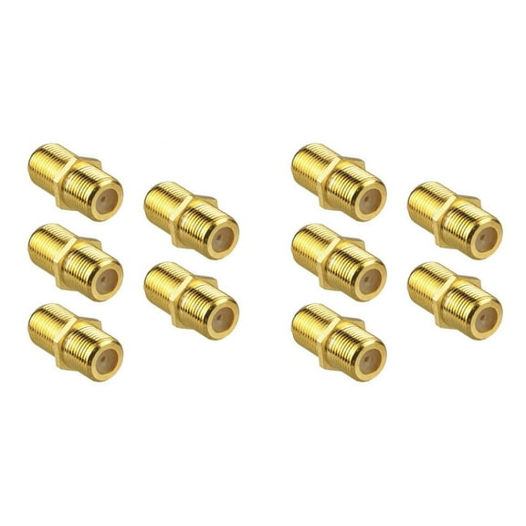 NEW 10Pcs Coaxial Cable Connector, RG6 F-Type Gold Plated Adapter Female to Coax Extender for TV Cables