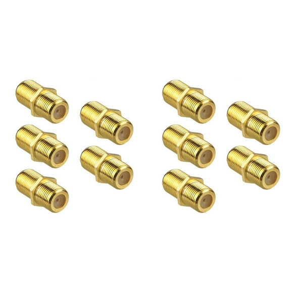 10Pcs Coaxial Cable Connector, RG6 F-Type Gold Plated Adapter Female to Coax Extender for TV Cables