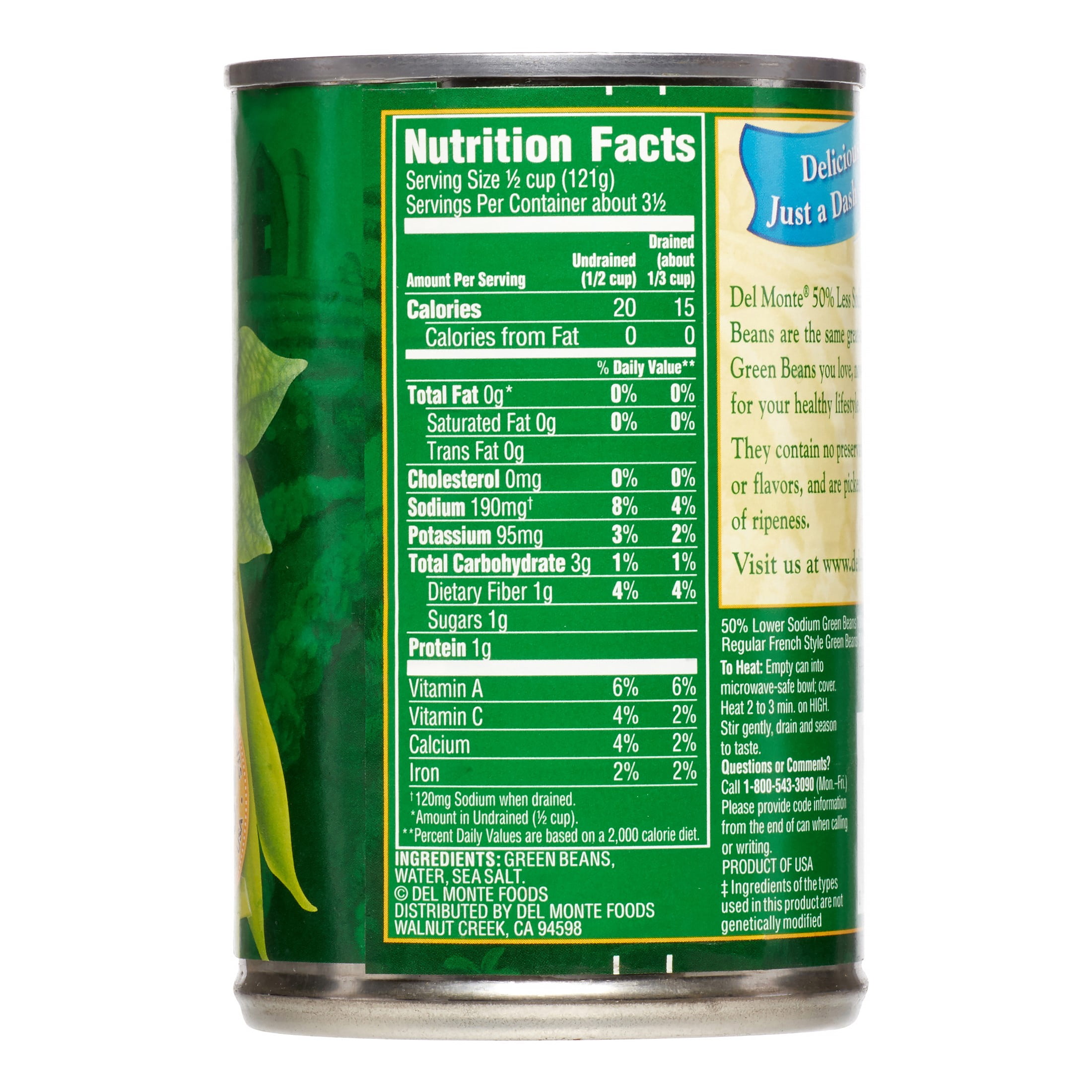 Canned Green Beans Nutrition Label