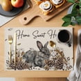 thumbnail image 2 of Rabbits Pine Cone Placemats Set of 6, Sweet Home Texture Rustic Leaf Retro Beige Placemats for Dining Table, Place Mats for Kitchen Tabletop, Waterproof Wipeable Dining Table Mats Set, 2 of 9