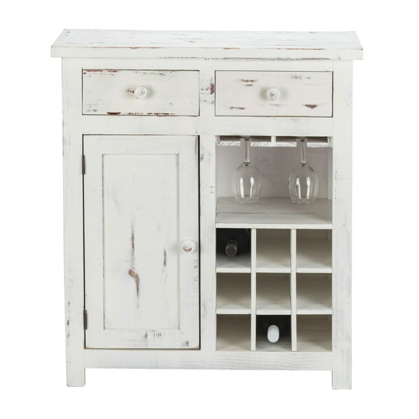 Luxury Living Furniture Solid Wood Loft, White Wine Cabinet Bar