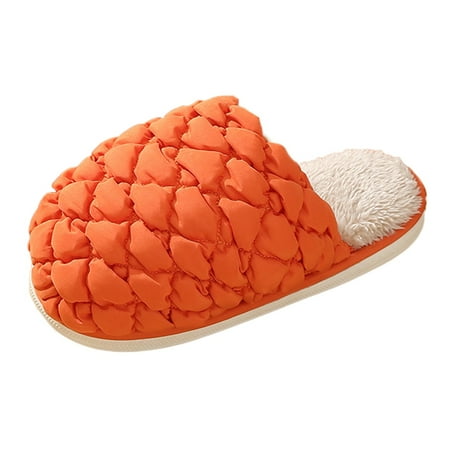 

House Slippers For Women Women Slippers Autumn And Winter Fashion Solid Color Plaid Flat Bottom Comfortable Thick Bottom Warm