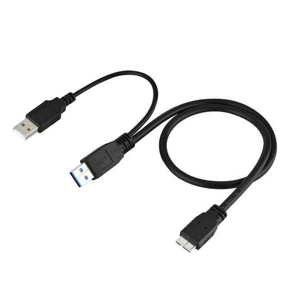 Falleo Clearance USB 3.0 A Male to Micro B Male Male Power Supply Y Cable for Mobile Hard Drive HDD 50cm