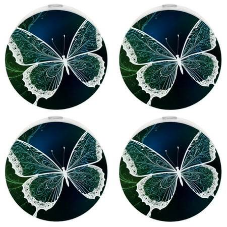 

LED Night Light Lamp with Smart Sensor Dusk to Dawn Sensor 4-Pack for Bedroom Bathroom Hallway White 0.5W Plug-in Butterfly Green Blue Art