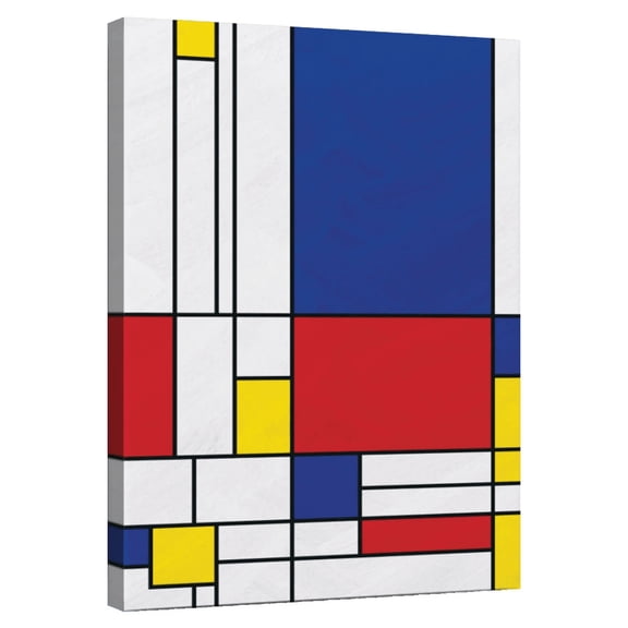 Elephant Stock Geometric Mondrian Ii Wall Art - Vertical Canvas Wall Art - Living Room Wall Decor - Abstract Canvas - Purple And Red Decor - 8" x 12"