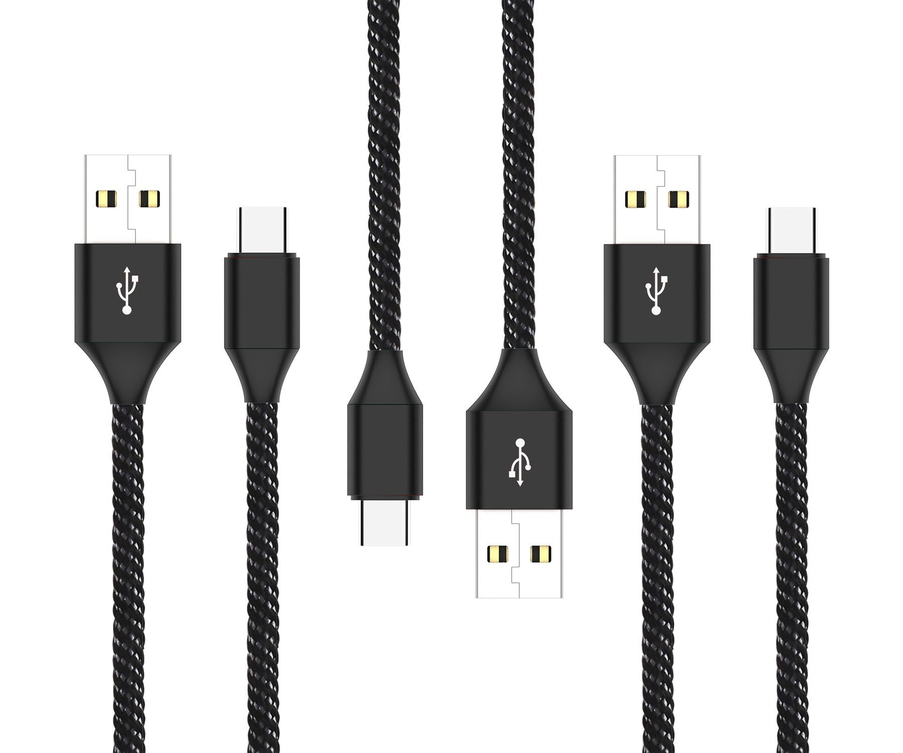 1 Meters 2 Pack 3.3 Feet Bemz USB Cables Compatible with OnePlus 8 Pro Bundle: Heavy Duty Reinforced Connector Nylon Braided USB Type-C to USB-A Cables - Black 