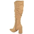 thumbnail image 2 of Delicious Women Knee High Slouchy Boots Side Zipper Chunky Thick Heels Pointed Toe GRAVITY-H Light Brown Blonde Suede 11, 2 of 3