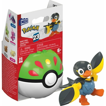 MEGA Pokemon Wattrel Building Toy Kit, Poseable Action Figure with Poke Ball (25 Pieces) for Kids