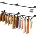 thumbnail image 1 of 2 Pack Estante de Ropa, Perchero Industrial con 6 Pack Gancho, Barra de Ropa Desmontable, Barra Multiusos para Colgar en El Armario, Para Balcón, Baño, Dormitorio (184cm), 1 of 6