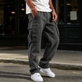 thumbnail image 2 of Baggy Cargo Sweatpants for Men Fleece Wide Leg Open Bottom Fall Drawstring Elastic Waist Gym Pants, 2 of 8