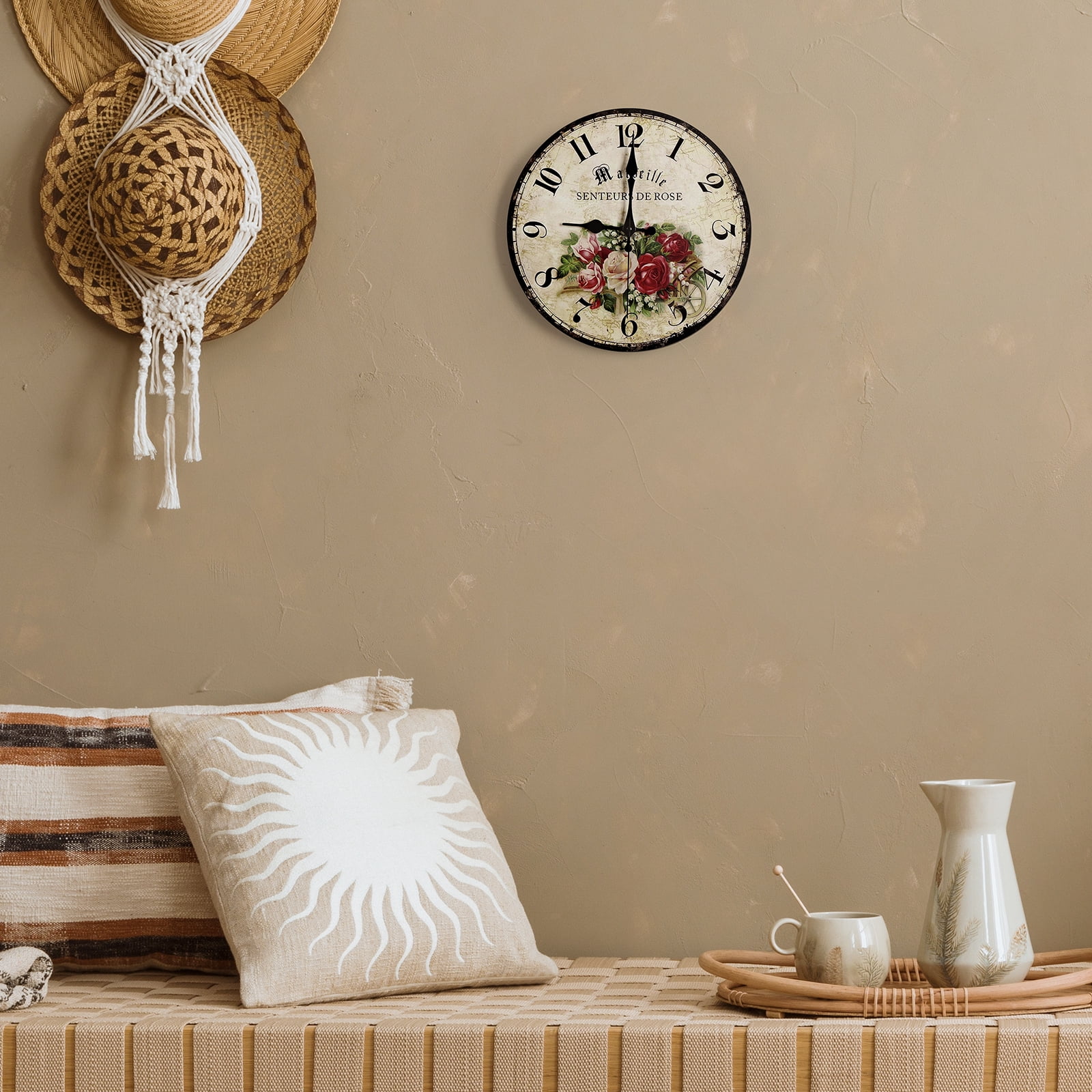 12”MDF Wall Clock - Rose