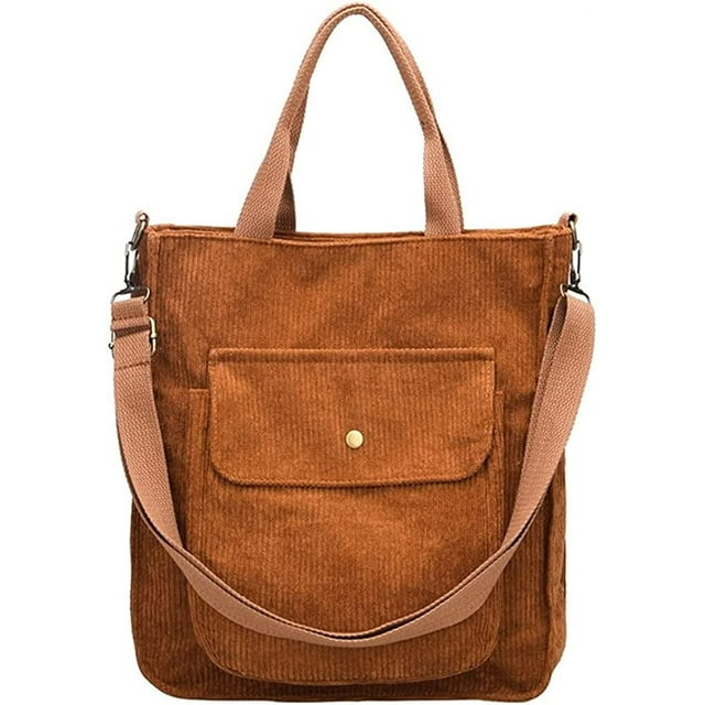 LHSHID Women Trendy Corduroy Hobo Tote Bag Retro Shoulder Bag Big Capacity with Multi Pocket