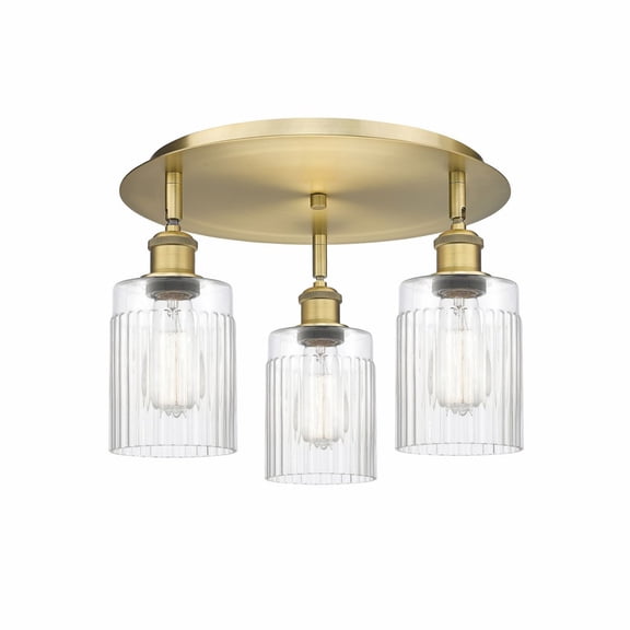516-3C-BB-G342 Innovations Lighting Hadley - 3 Light Flush Mount In Art Deco Style-9.5 Inches Tall and 16.25 Inches Wide-Brushed Brass Finish-Clear