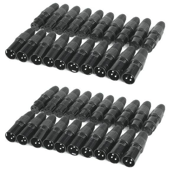 20 Pairs XLR 3 Pin Microphone Audio Cables Plug Connectors Male Female MIC Snake Plug Cable Connectors,20 pair X audio connector,Black