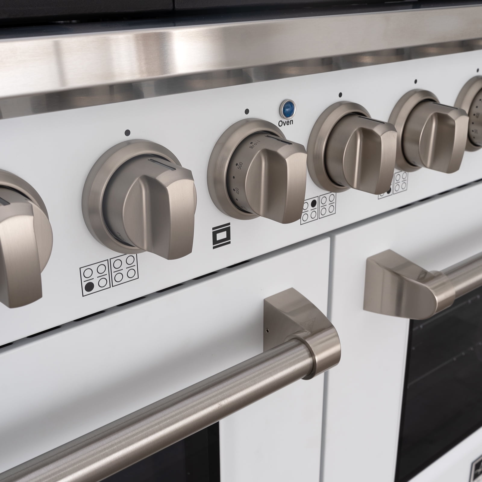 Akicon 48" Slide-in Freestanding Professional Style Gas Range with 6.7 cu. ft. Oven, 8 Burners, Convection Fan, Cast Iron Grates. White & Stainless Steel