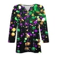 thumbnail image 5 of Gamivast Mardi Gras Shirts for Women Plus Size Mask Graphic 3/4 Sleeve Dressy Tshirt Relaxed Fitted V Neck Button Holiday Party Pullover Carnival Outfits 2026, 5 of 6