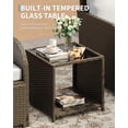 thumbnail image 4 of 5-Piece Outdoor Rattan Sofa Set – Conversation Set with Tempered Glass Coffee Table, Ottomans & Thick Cushions, Beige, 4 of 7