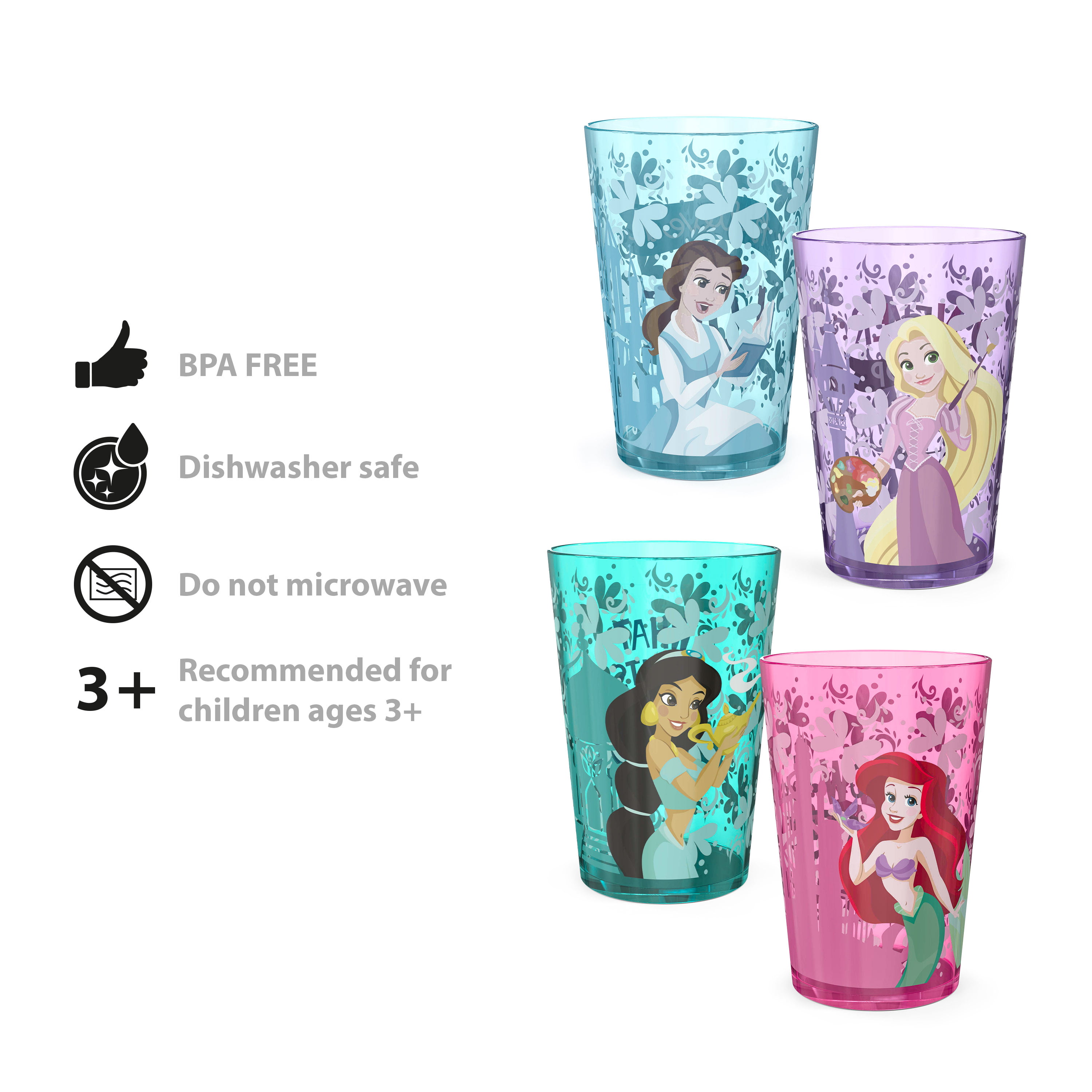 Disney Characters 4 Piece Plastic Mini Cup Set