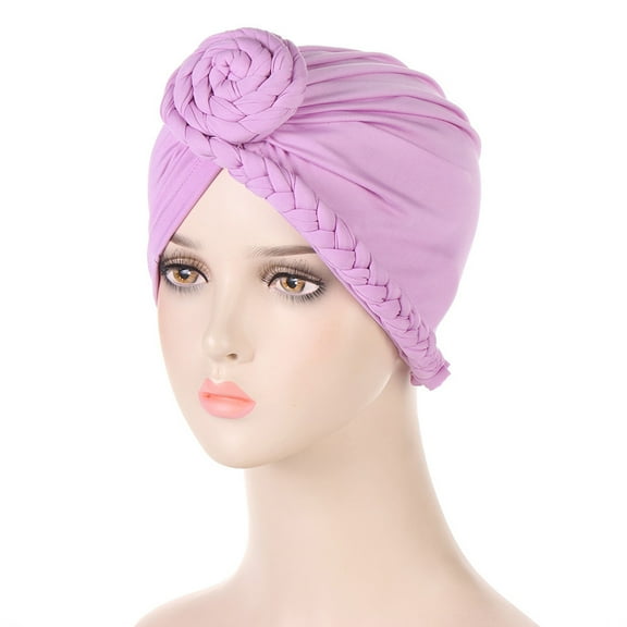 BEFOKA Headscarves for Women Pre Tied Solid Sliper On Caps Headwears Turban Headwrap Pre Tied Headwrap Knot Pleated Chemo Headwears for Women