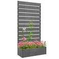 thumbnail image 2 of Outsunny Raised Garden Bed with Trellis for Climbing Plants & Vines, Dark Gray, 2 of 9