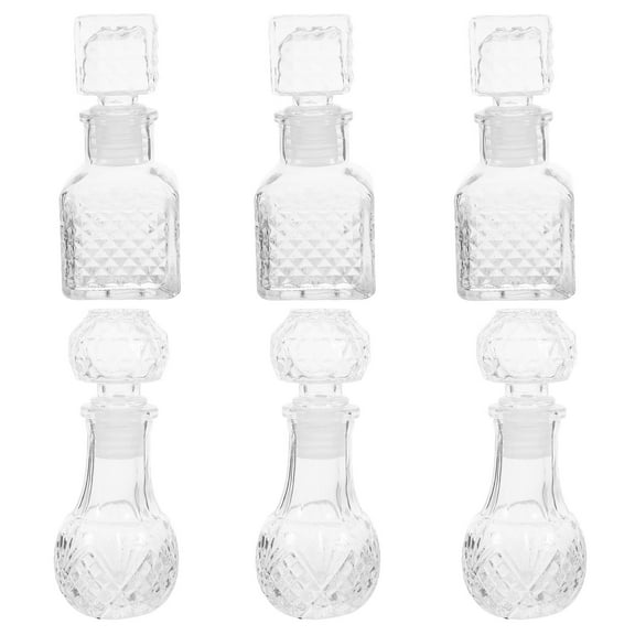 FRCOLOR 6 Pcs Crystal Wine Bottle Decanter For Wine Whisky Elegant For Wedding And Festive Occasions Transparent Glass Wine Decanter Glass Liquor Bottle