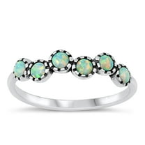 CHOOSE YOUR COLOR White Simulated Opal Bali Ring .925 Sterling Silver Band CZ Female Size 4