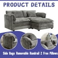 thumbnail image 3 of MOONMISS Chenille Upholstered Removable Armrests High Density Sponge Filling Oversized Double Sofa with Ottoman-Gray, 3 of 6