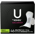 thumbnail image 1 of U by Kotex Balance Ultra Thin Pads with Wings, Heavy Absorbency, 46 Count, 1 of 8