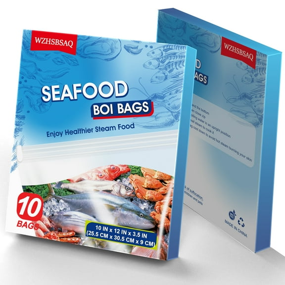 Seafood Boiling Bags Medium Boiling Bags for Fish, Crab, Shrimp and Vegetables - Cooking and Storage Bags, Medium-Large 10pc, 12 in. x 10 in.