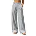 thumbnail image 2 of Inverlee Women's Front Seam Wide Leg Dress Pants Elastic High Waist Loose Business Casual Trousers Gray L, 2 of 8