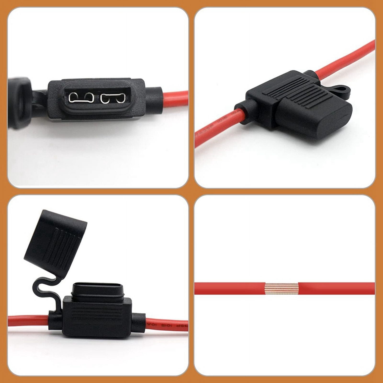 10 Gauge Fuse Holder - 10 AWG Inline Fuse Holder with 40 AMP ATC Blade Fuses (12pack) Automotive Retrofit Fuse Holder