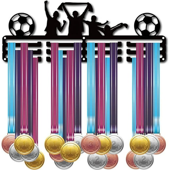 Medal Holder Sport Football Player Medals Display Stand Wall Mount Hanger Decor Medal Holders for Sports Home Badge 3 Rung Medalist Running Soccer Gymnastics Over 60 Medals Olympic Games