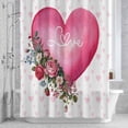 thumbnail image 2 of Valentines Day Shower Curtain for Bathroom, Pink Love Flowers Leaves Heart White Background Waterproof Cloth Fabric Bathroom Accessories Set with 12 Rust Proof Plastic Hooks, 60"x72", 2 of 9