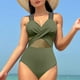 thumbnail image 4 of Traje de baño de una pieza para mujer, conjuntos de bikini para mujer, bikini de verano para mujer, traje de baño de malla de color liso con retazos calados para mujer, 4 of 5