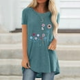 thumbnail image 2 of CHOK Womens Plus Size Clearance Women Ladies Button Print Round Neck Short Sleeve Irregular T-shirt Blouse Tops, 2 of 5