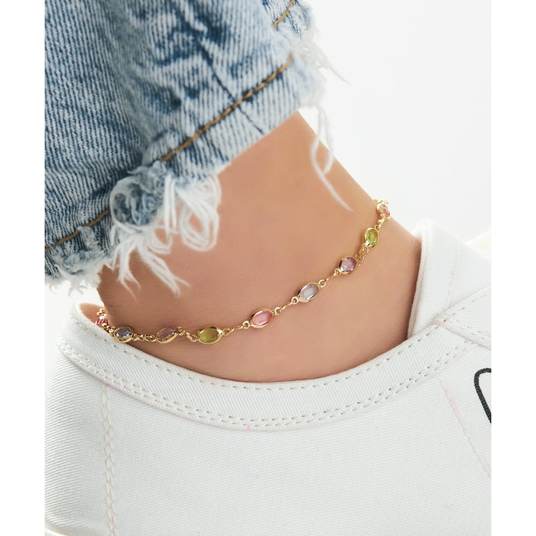 Peermont Light Multi-Colored Infinity Anklet with Oval-Cut