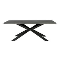 78-inch Wide Modern Dining Table in Dark Grey with Black Steel Base