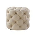 thumbnail image 2 of Inspired Home Sandy Linen Ottoman Allover Tufted Round Modern Contemporary 1 PC, Beige, 2 of 7