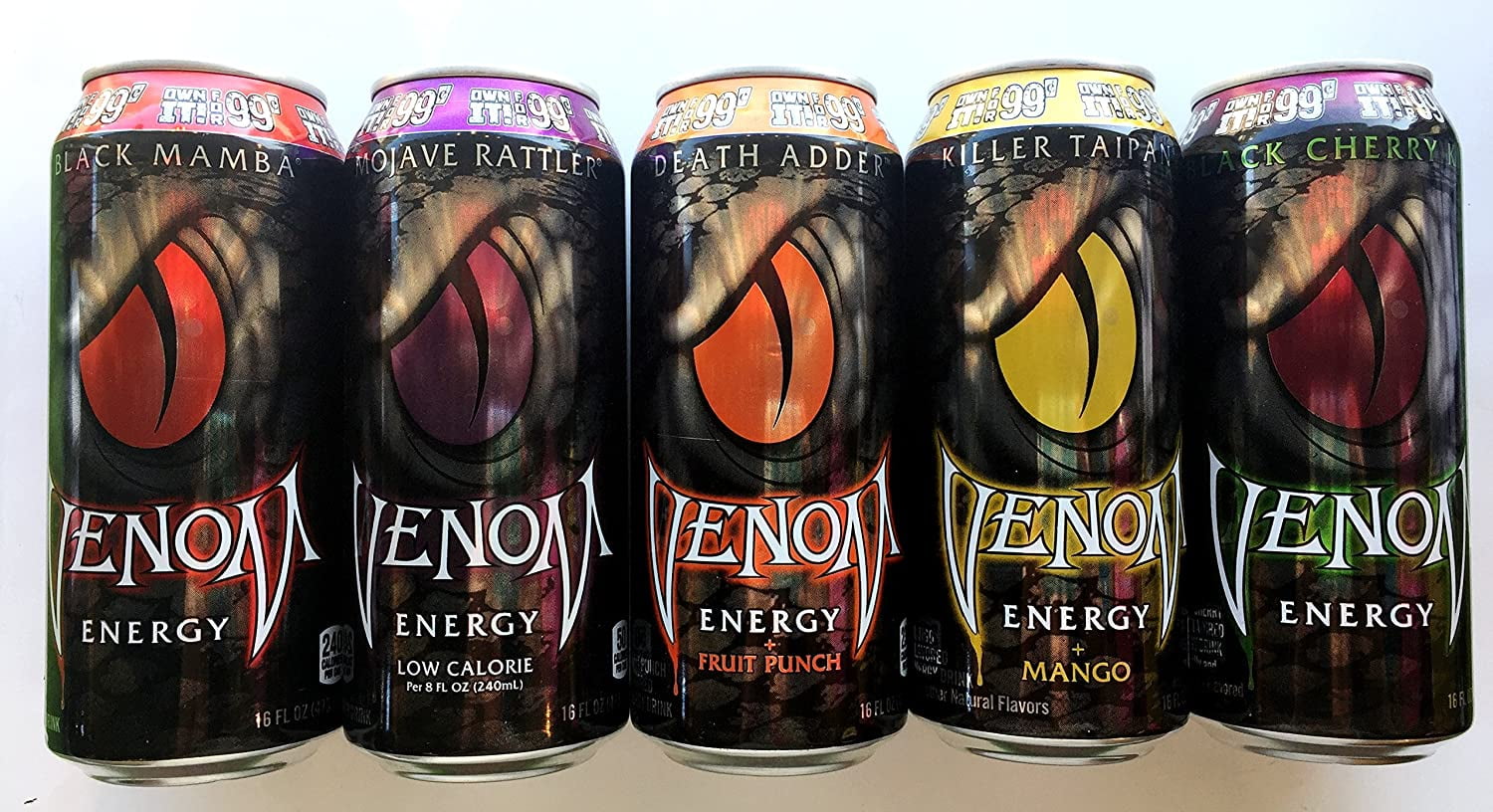 Venom Energy Drink Variety Pack Killer Taipan, Black Mamba, Mojave