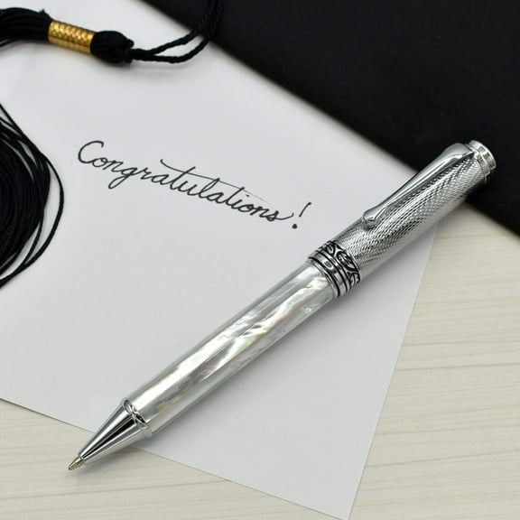 Xezo Xezo Maestro® Oceanic White Mother of Pearl Ballpoint Pen - Chrome Cap