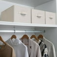 thumbnail image 3 of Storage Baskets for Shelves, Foldable Fabric Closet Storage Bins with Handles, Fabric Storage Bins Clothes Organizer, Beige Stripes, 3-Pack, Medium, 3 of 8