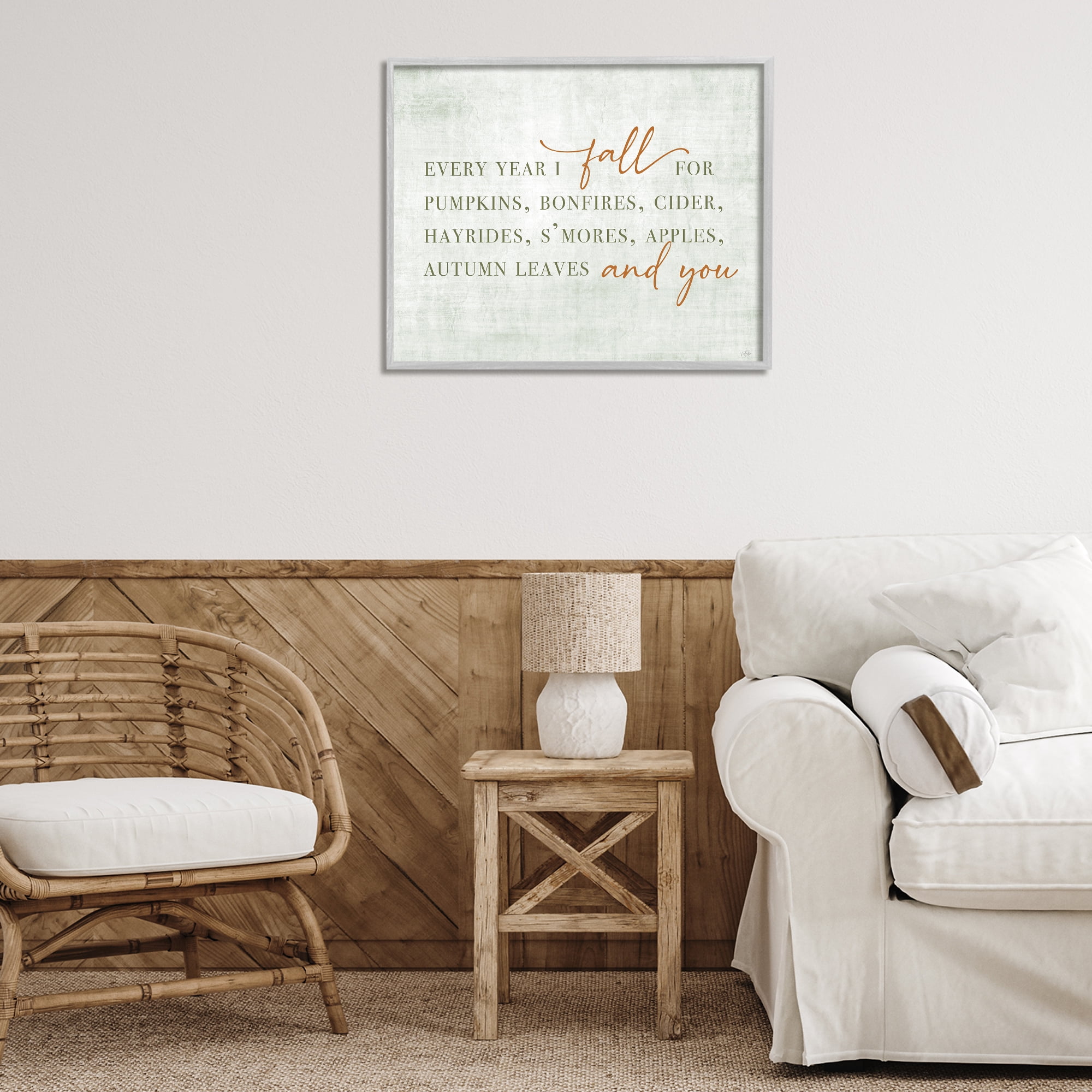Stupell Industries Every Year Fall Phrase Typography Painting Gray Framed Art Print Wall Art, 30 x 24