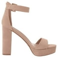 thumbnail image 2 of BURUDANI Women's Party Dress Shoes Ankle Strap Wedding High Chunky Platform Heel Sandals NUDE/SUEDE Size 8, 2 of 6