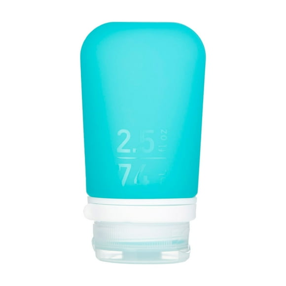 Botella de viaje humangear GoToob+, silicona recargable, 74 ml