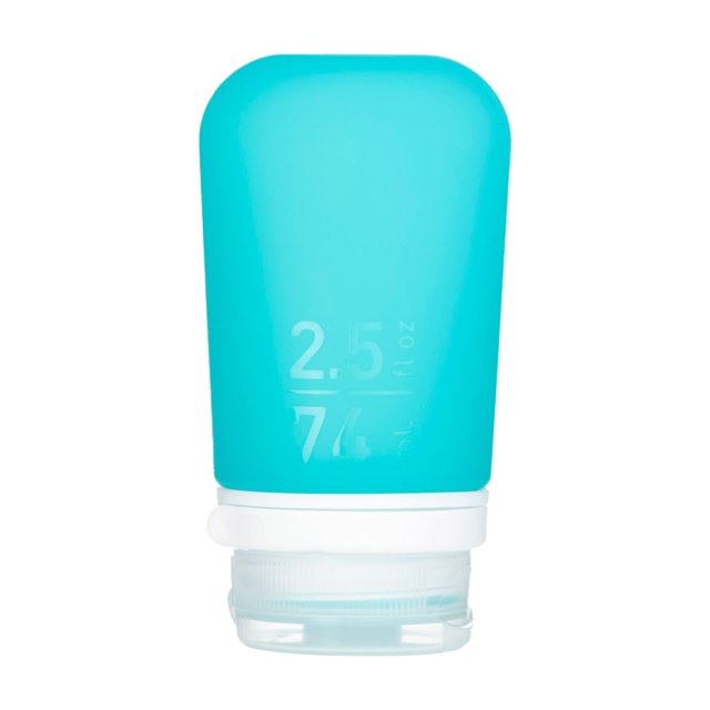 Botella de viaje humangear GoToob+, silicona recargable, 74 ml