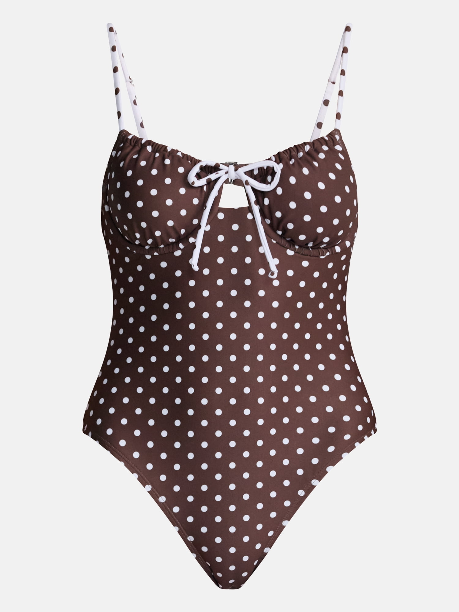No Boundaries Polka Dot Underwire One Piece Swimsuit, Women's XXS-XXL