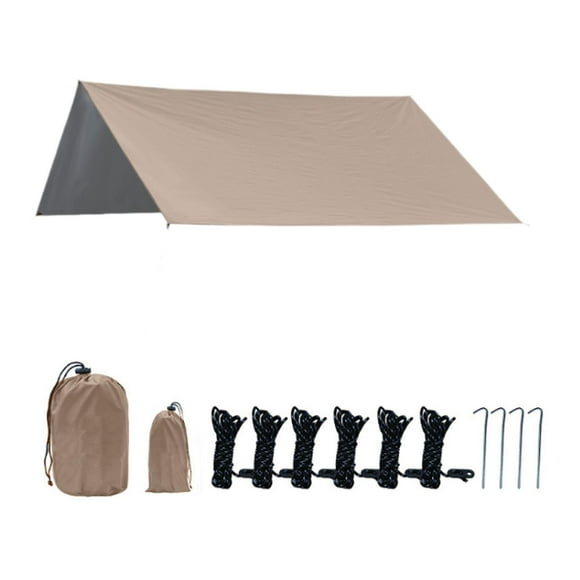 koolsoo Camping Tarp Lightweight Awning Canopy Shelter for Backpacking Traveling BBQ Khaki